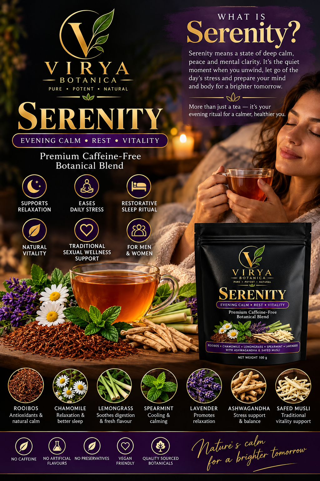 Virya Serenity – Evening Calm Herbal Tea