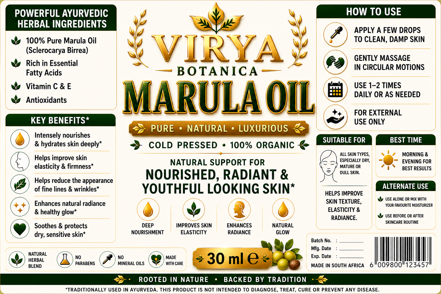Organic Marula Oil 30ML