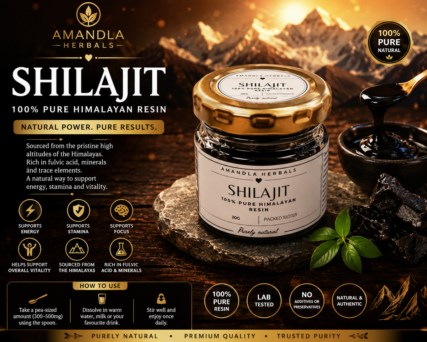 Pure Himalayan Shilajit Resin 20G